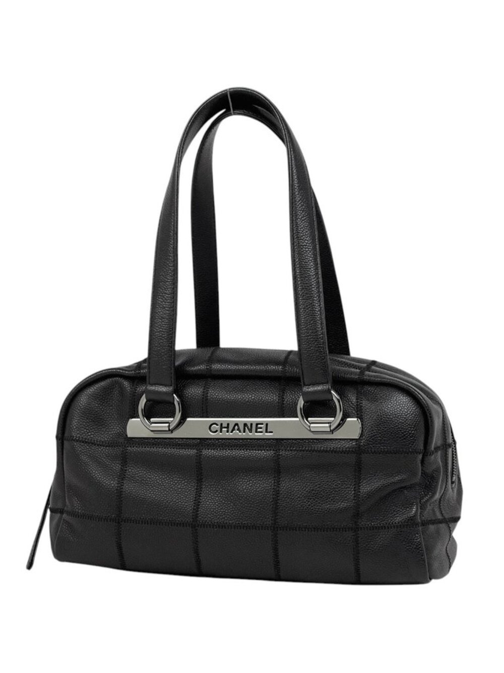 Chanel Choco Bar Mini Handbag Leather Black